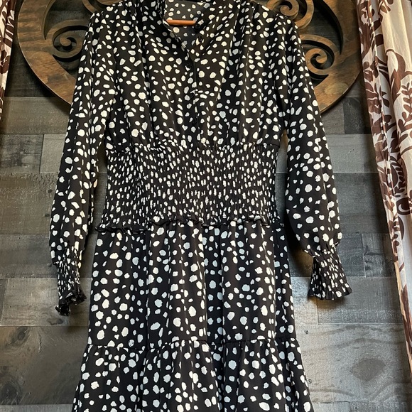 Polka Dot Dress L Boho Whimsy Goth Party Going Out Mini Classy Elegance - Picture 8 of 16